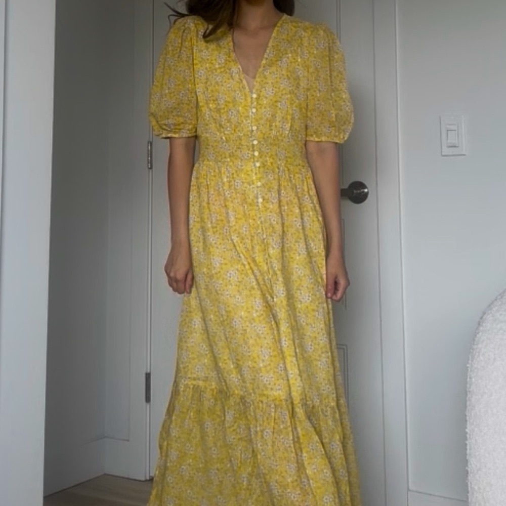 NWT Mango Yellow Floral Midi Dress – Size Small
